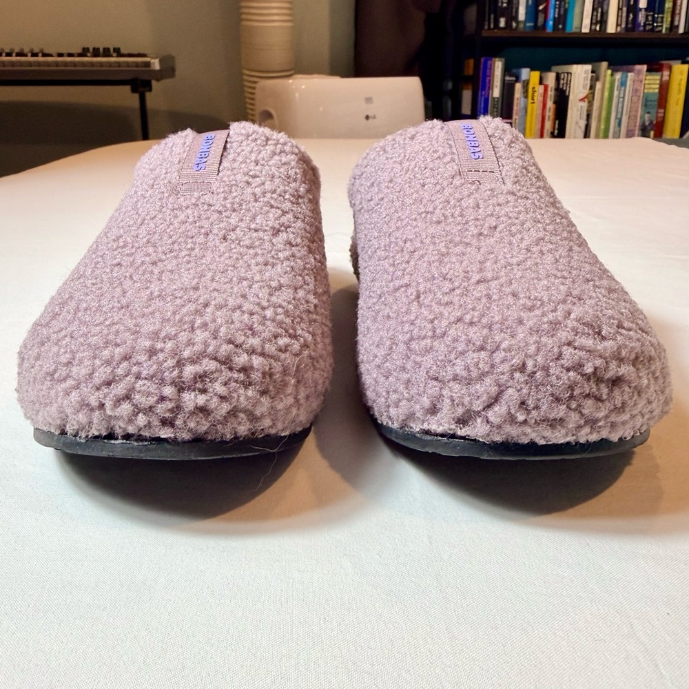 Bombas Sunday Slippers Womens 10 Dusty Purple Sherpa Memory Foam Rubber Sole - Picture 2 of 6